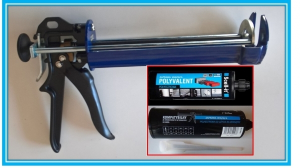 pistolet, wyciskacz do kotwy + kotwa 410 ml